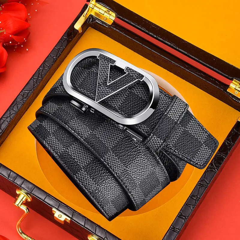 Men's Black Checkered Belt with Gold Logo Buckle — feature 15