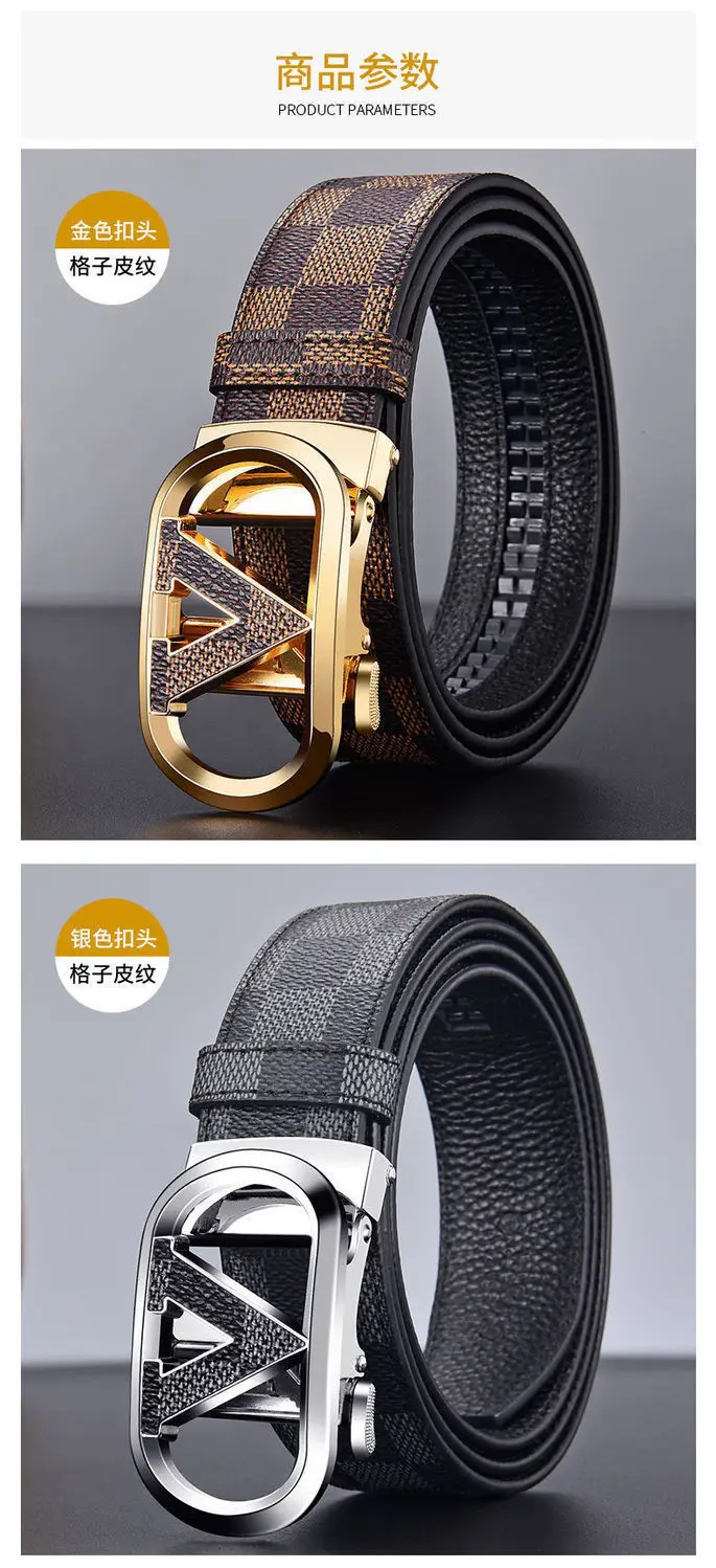 Men's Black Checkered Belt with Gold Logo Buckle — feature 9