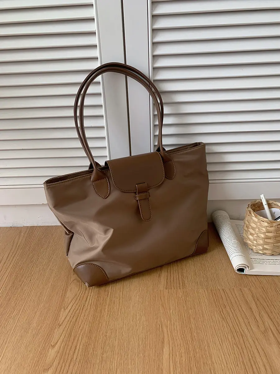 Women Large Capacity Japanese Korean Tote Bag Black Nylon Canvas — feature 4