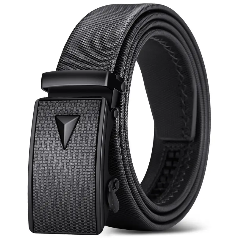 Men's Brown Leather Belt with Automatic Buckle