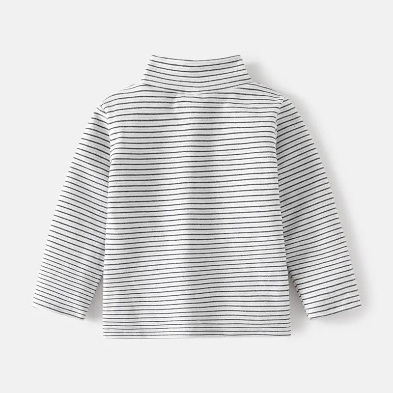 Boys Striped Fleece High Collar T-Shirt 2024 - Image 4