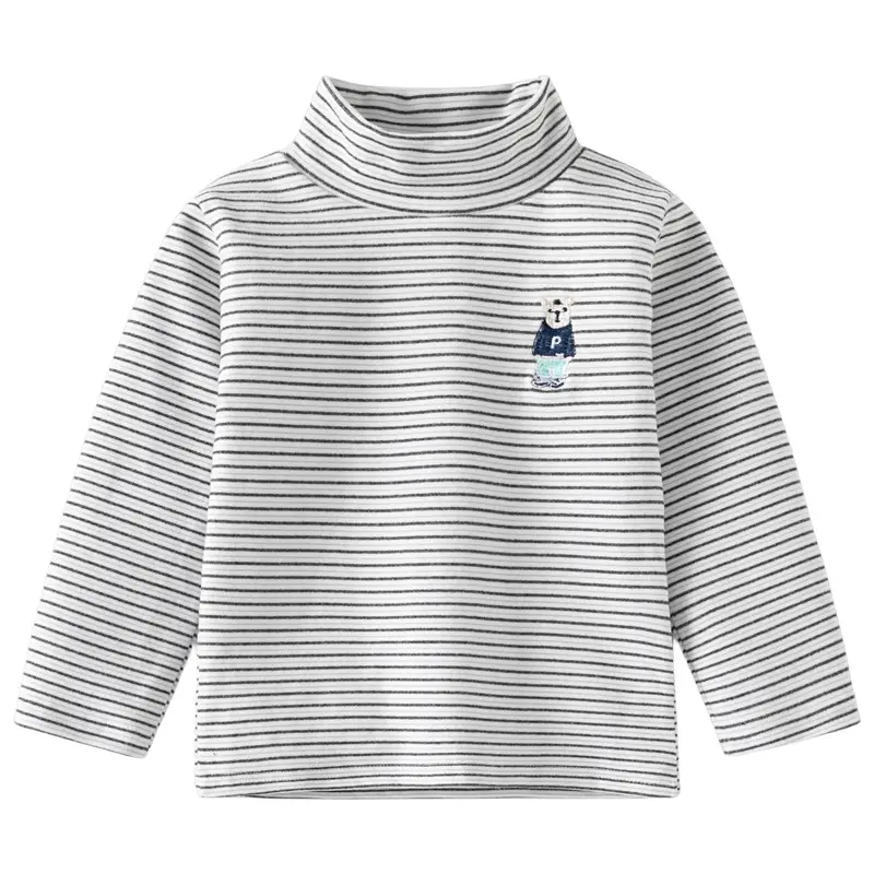 Boys Striped Fleece High Collar T-Shirt 2024 - Image 5