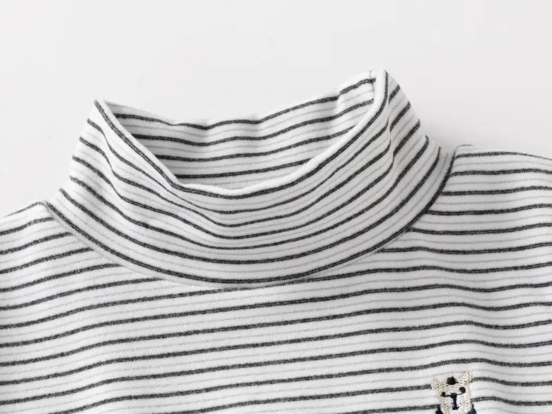 Boys Striped Fleece High Collar T-Shirt 2024 — feature 6