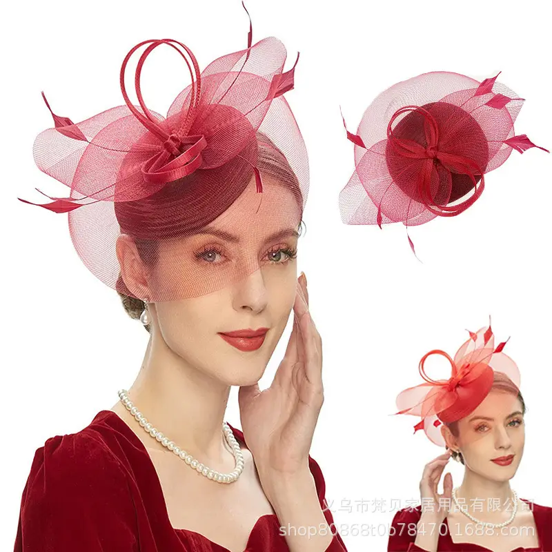 Red Mesh Hair Accessory for Women - Image 6