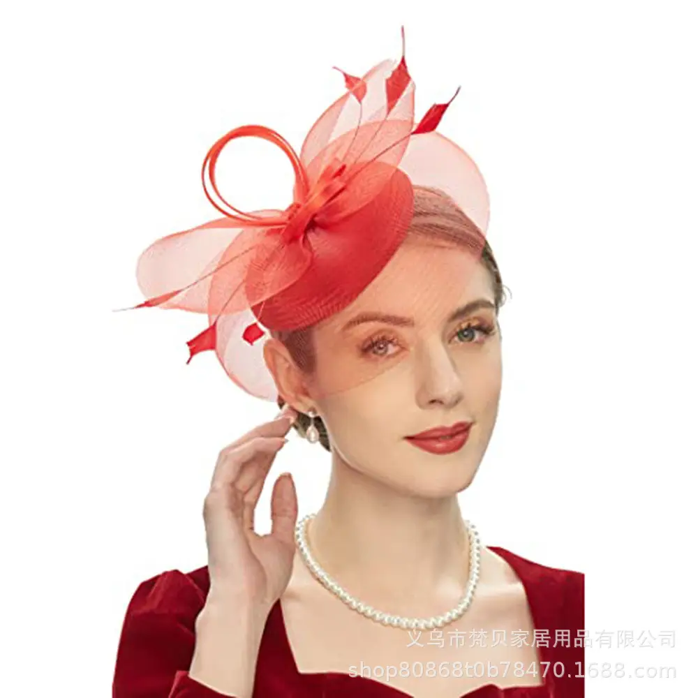 Red Mesh Hair Accessory for Women - Image 3
