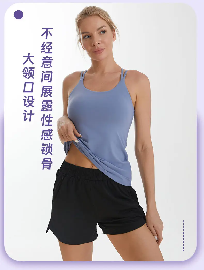 Women's Sleeveless Strappy Yoga Vest Black - Image 5