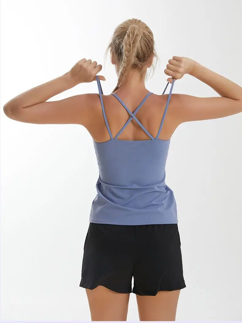 Women's Sleeveless Strappy Yoga Vest Black - Image 8