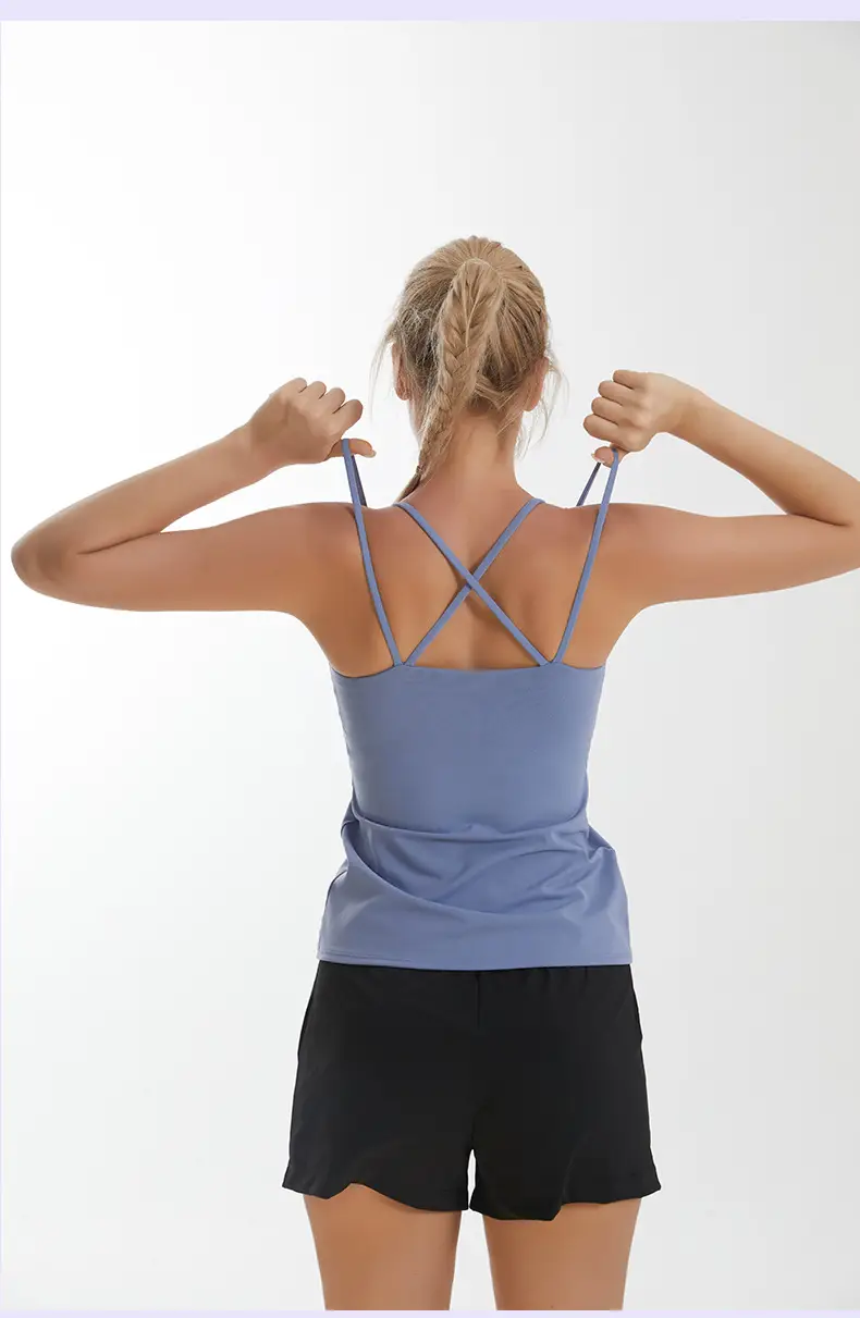 Women's Sleeveless Strappy Yoga Vest Black — feature 16