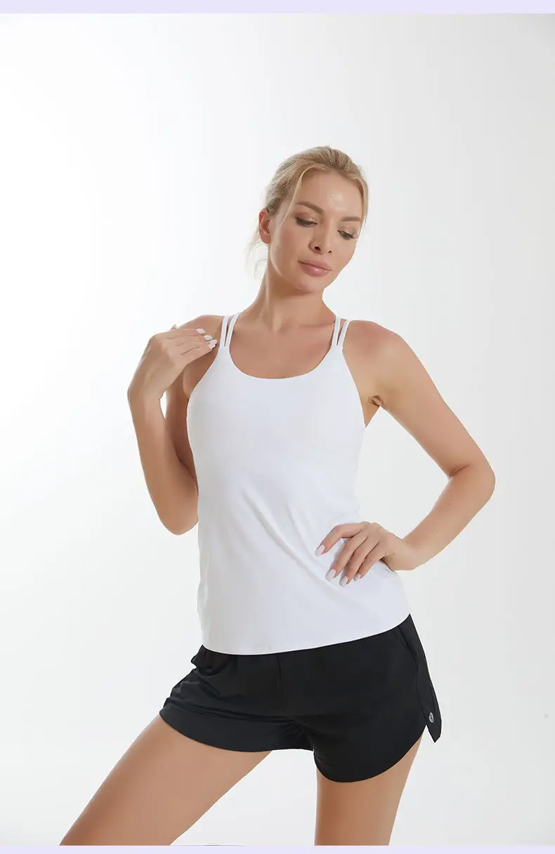 Women's Sleeveless Strappy Yoga Vest Black — feature 8