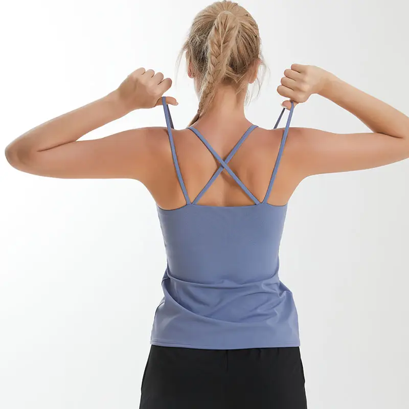 Women's Sleeveless Strappy Yoga Vest Black - Image 3