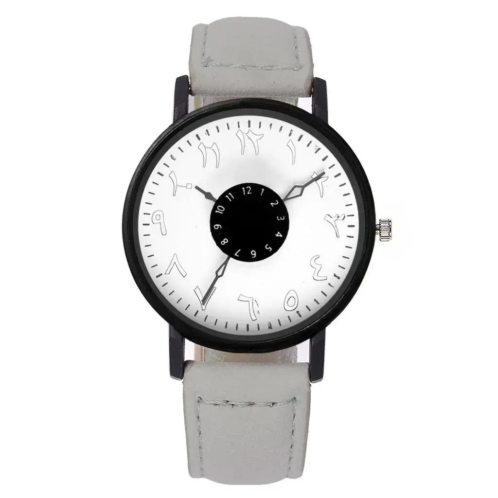 Strange Digital Turntable Scale Couple Watch with Frosted Belt - Image 5