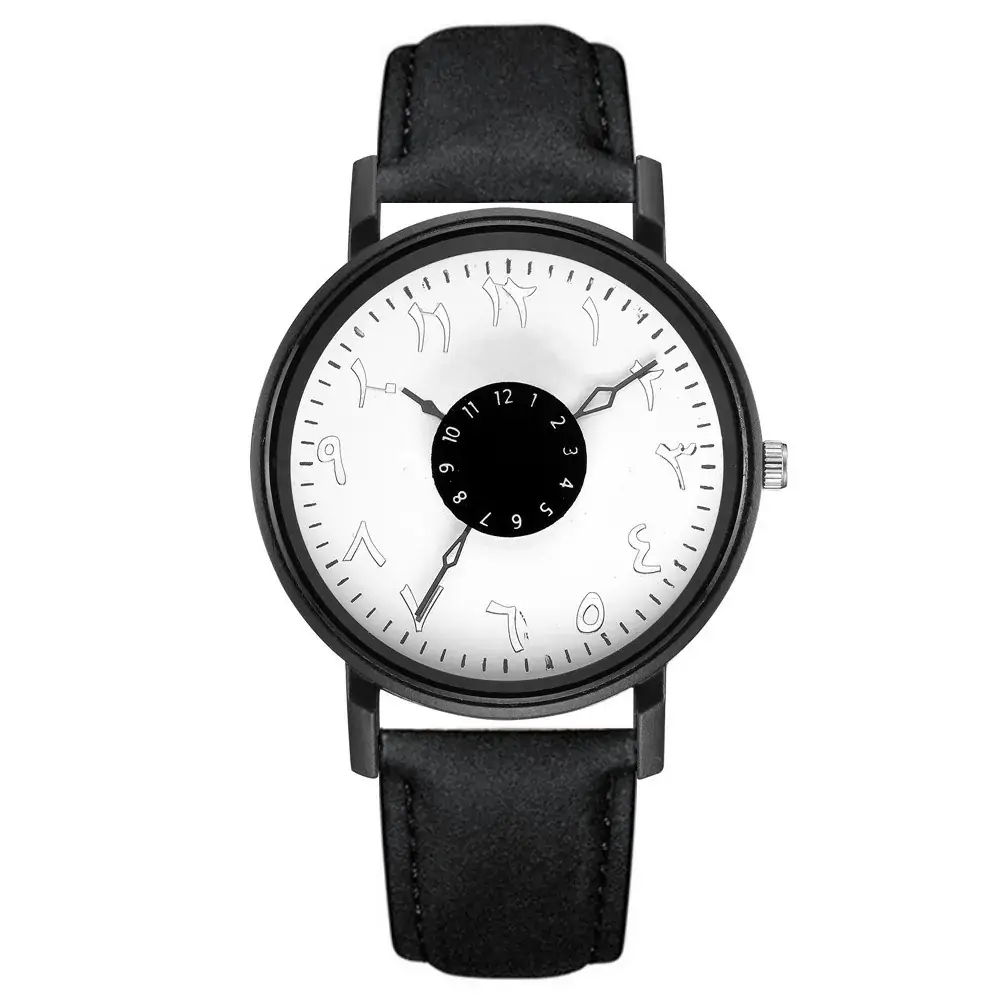 Strange Digital Turntable Scale Couple Watch with Frosted Belt - Image 4