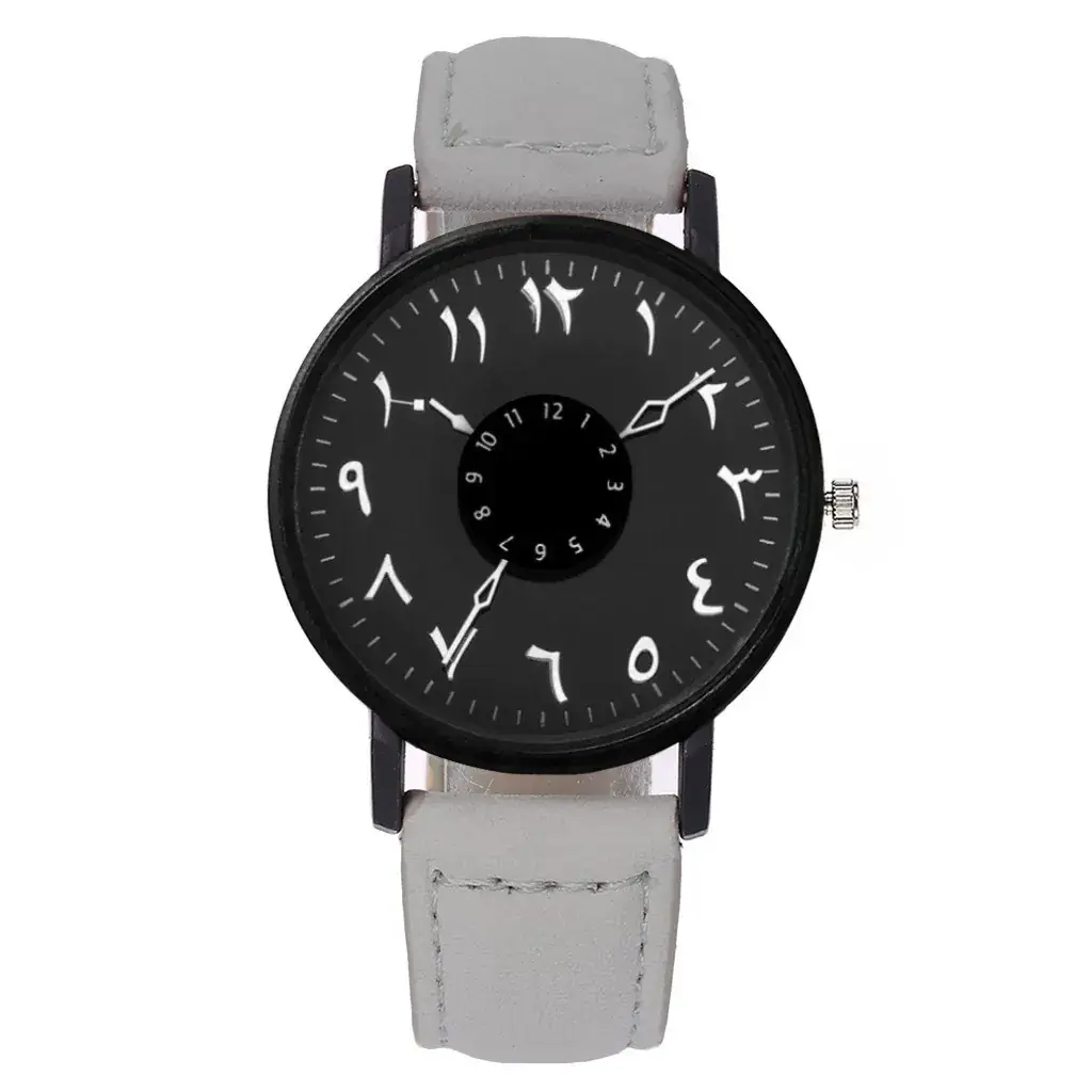 Strange Digital Turntable Scale Couple Watch with Frosted Belt - Image 6