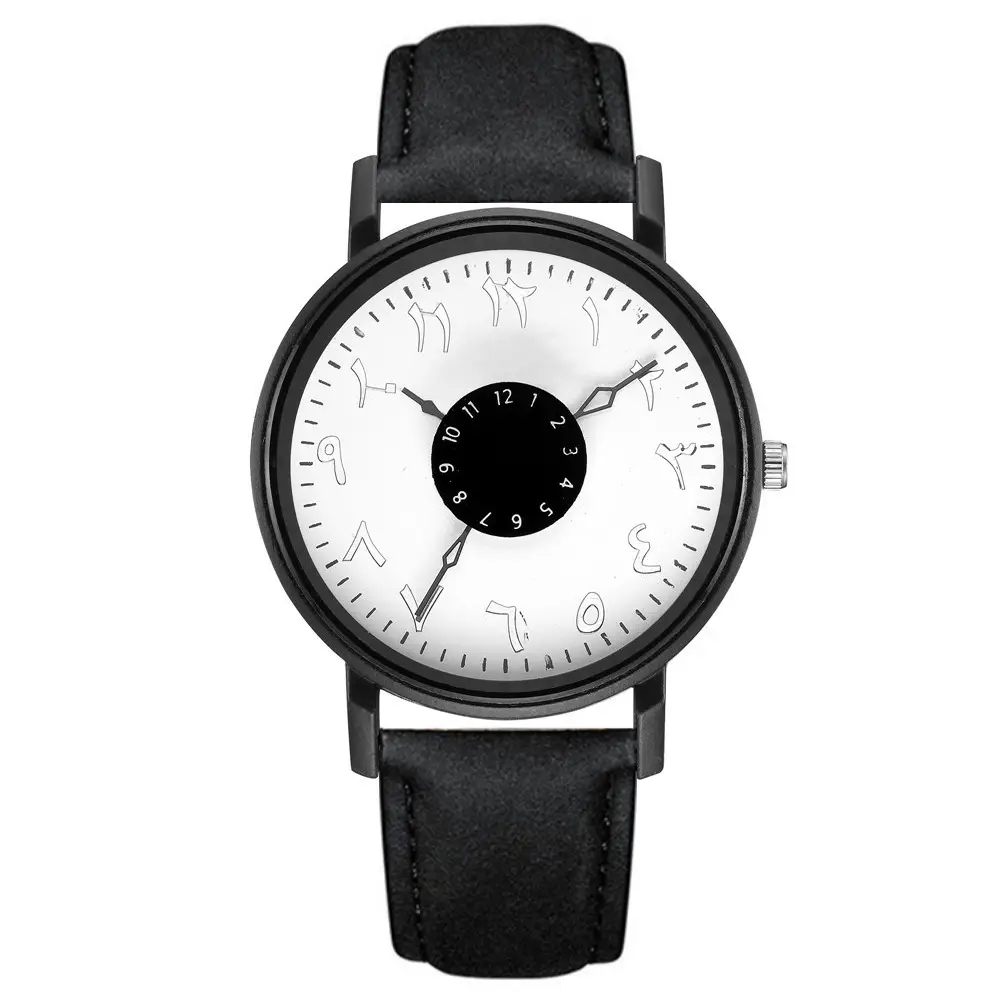 Strange Digital Turntable Scale Couple Watch with Frosted Belt — feature 2