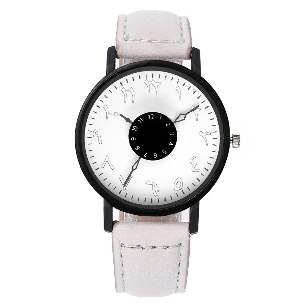 Strange Digital Turntable Scale Couple Watch with Frosted Belt — feature 3
