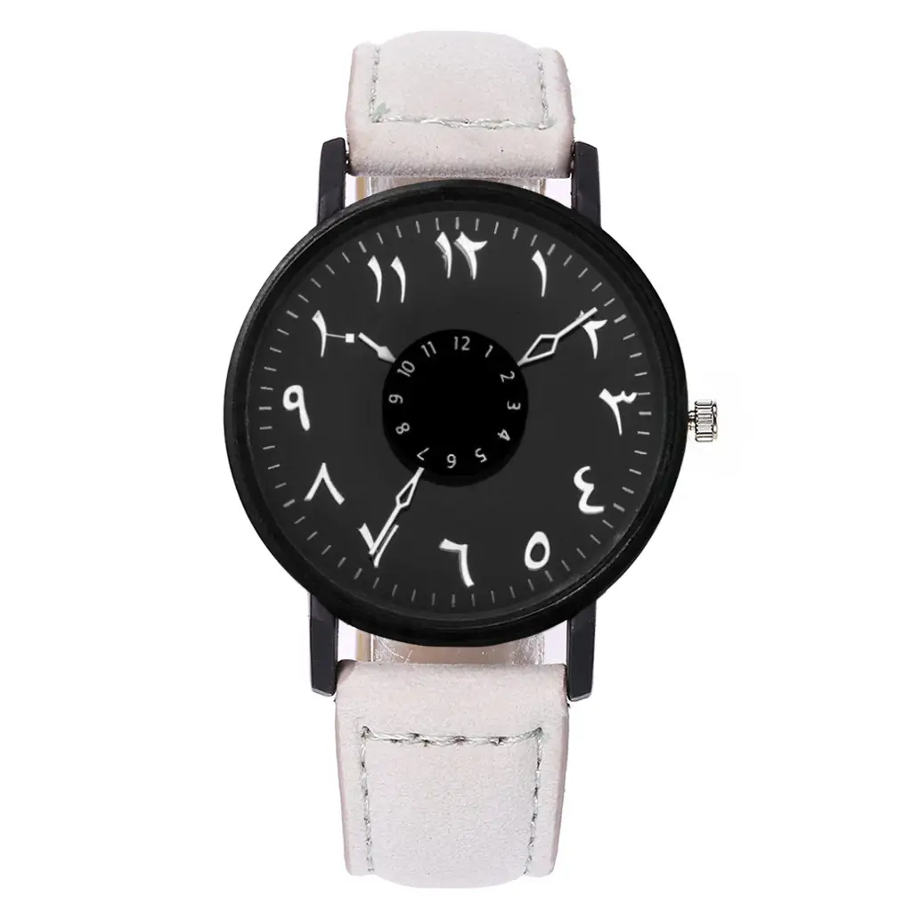 Strange Digital Turntable Scale Couple Watch with Frosted Belt — feature 5