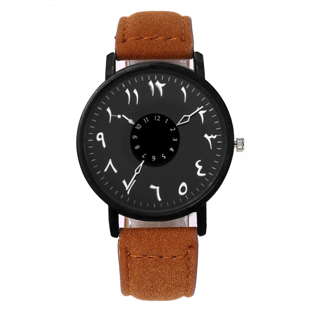 Strange Digital Turntable Scale Couple Watch with Frosted Belt — feature 6