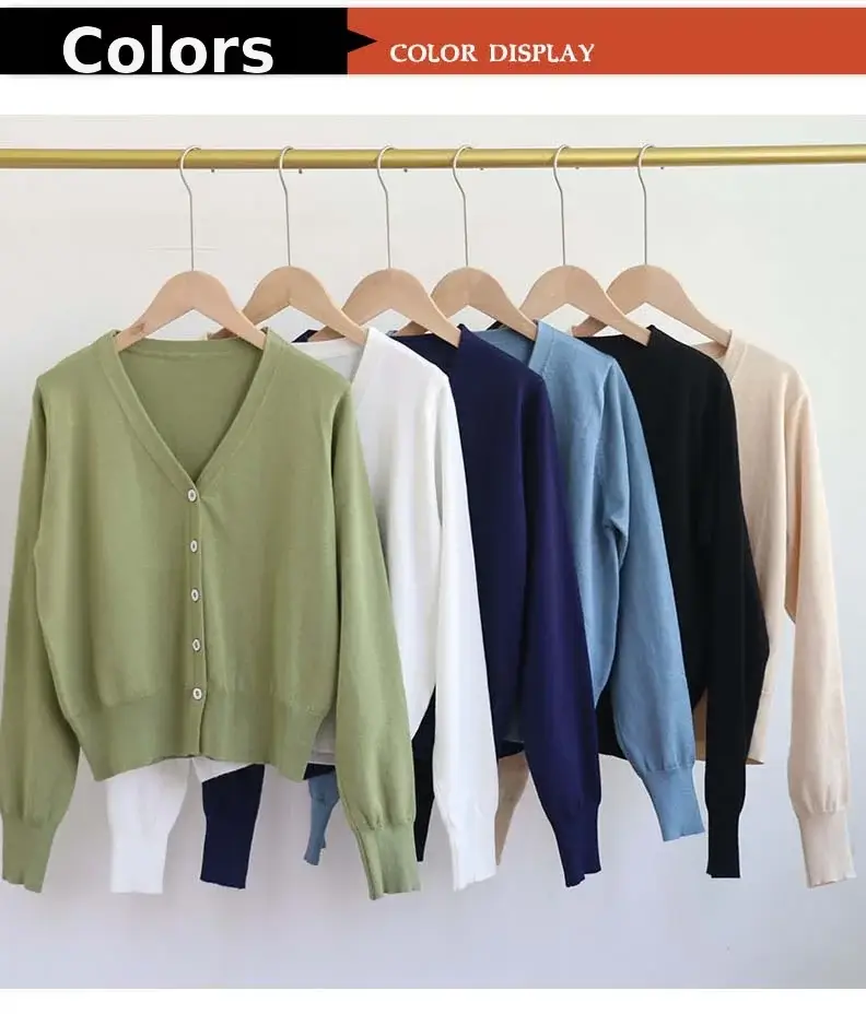 Women's Beige V-Neck Knit Cardigan Single Breasted — feature 3
