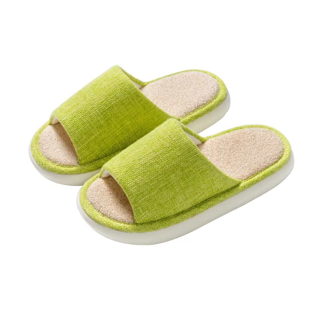 Household Cloth Slippers for Men and Women, Indoor Non-Slip Wooden Floor Soft-Soled Fabric Cotton Slippers, Thick-Soled Couple Style, Soft
