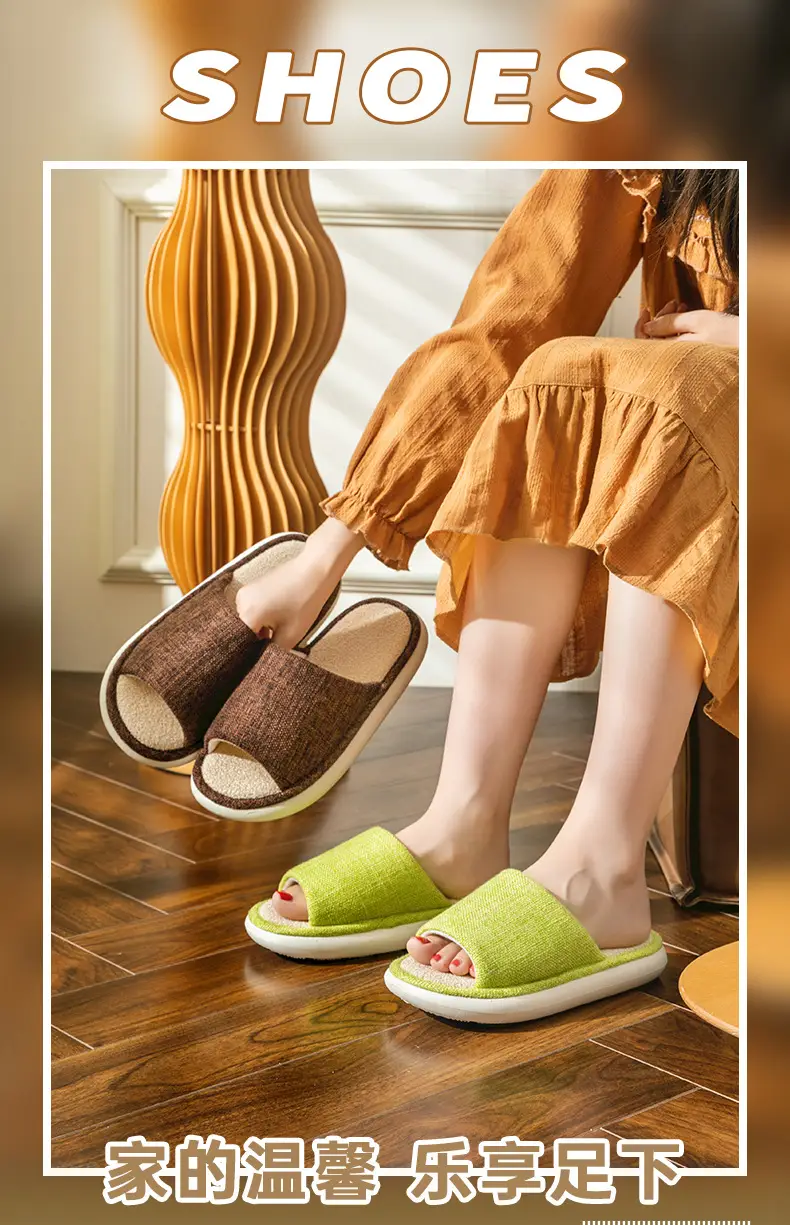 Household Cloth Slippers for Men and Women, Indoor Non-Slip Wooden Floor Soft-Soled Fabric Cotton Slippers, Thick-Soled Couple Style, Soft — feature 1