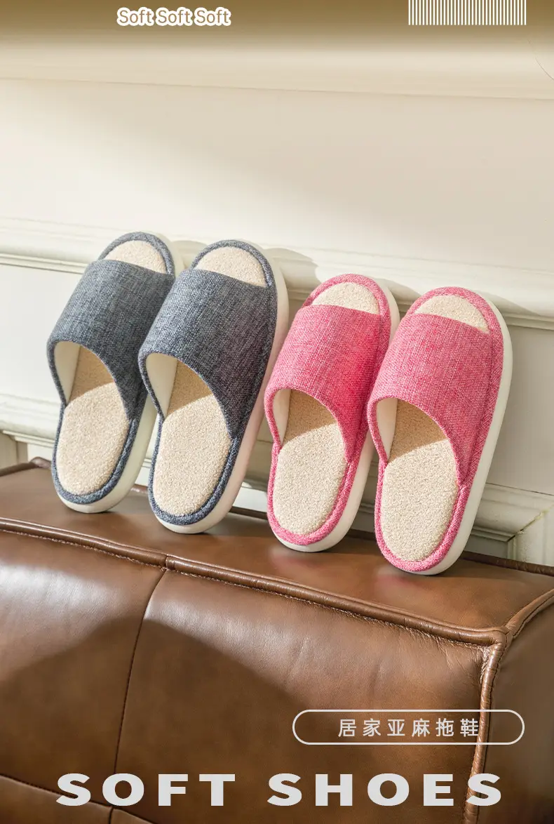 Household Cloth Slippers for Men and Women, Indoor Non-Slip Wooden Floor Soft-Soled Fabric Cotton Slippers, Thick-Soled Couple Style, Soft — feature 2