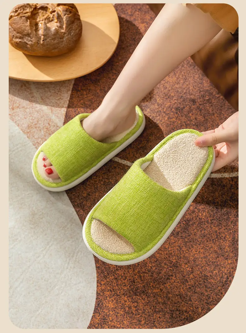 Household Cloth Slippers for Men and Women, Indoor Non-Slip Wooden Floor Soft-Soled Fabric Cotton Slippers, Thick-Soled Couple Style, Soft — feature 24