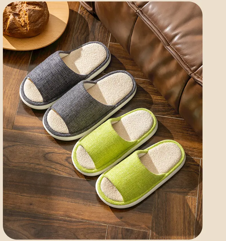 Household Cloth Slippers for Men and Women, Indoor Non-Slip Wooden Floor Soft-Soled Fabric Cotton Slippers, Thick-Soled Couple Style, Soft — feature 27