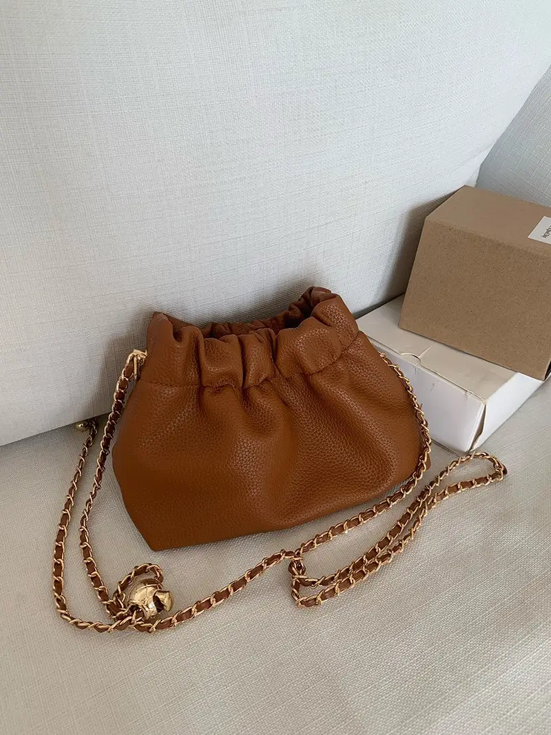 Women's High-End Chain Crossbody Bag Brown