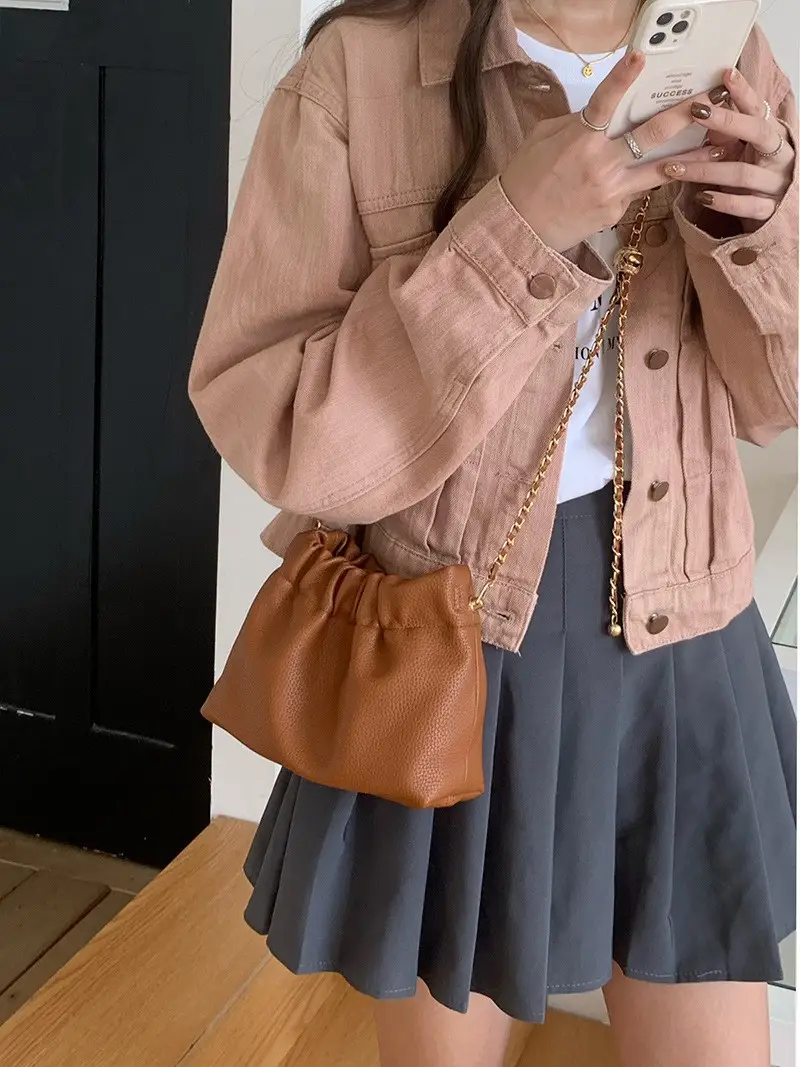 Women's High-End Chain Crossbody Bag Brown