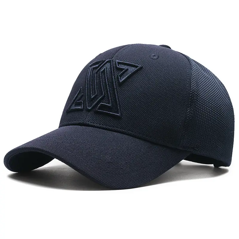 Men Black Mesh Baseball Cap with Logo - Image 2