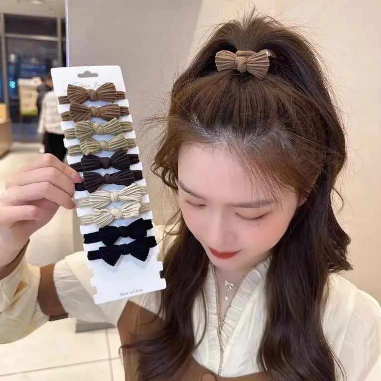 Black White Hair Rope High Ponytail Bow - Image 12