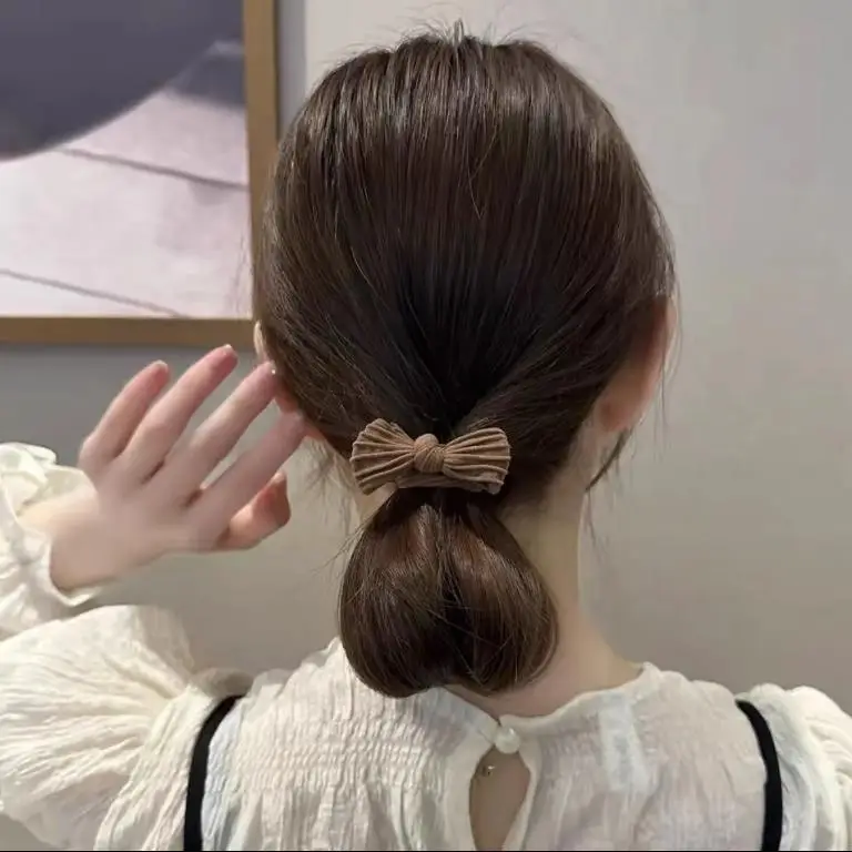 Black White Hair Rope High Ponytail Bow — feature 7