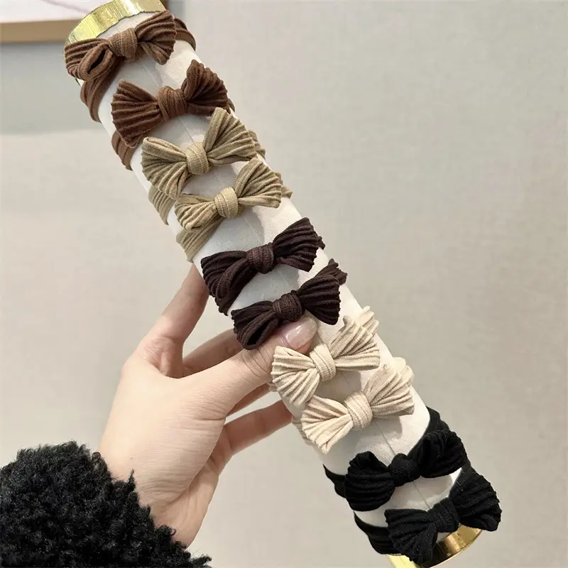 Black White Hair Rope High Ponytail Bow - Image 2