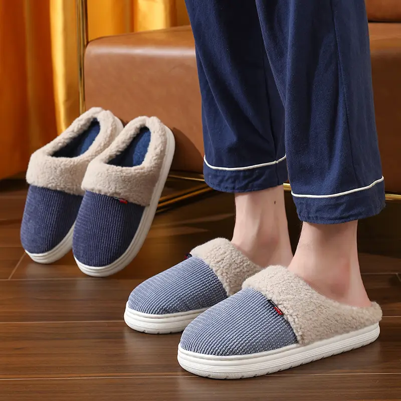 Men's Large Size Home Cotton Slippers Winter Indoor Non-Slip Thickeneded Warm Silent Slippers Extra Large Size - Image 7