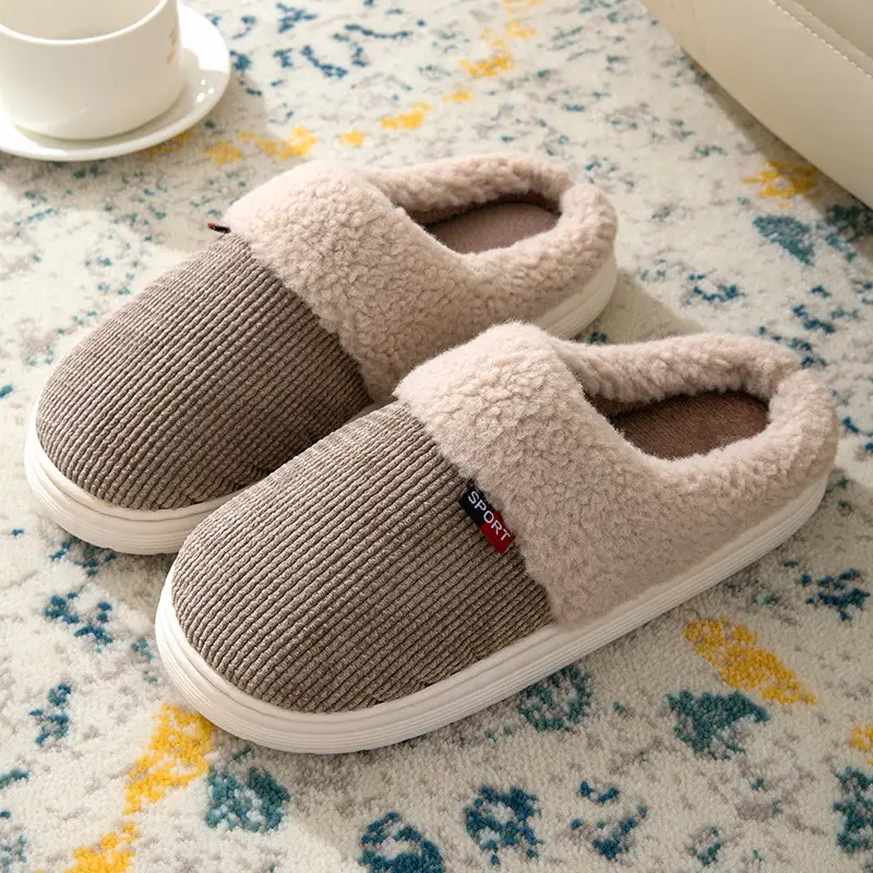 Men's Large Size Home Cotton Slippers Winter Indoor Non-Slip Thickeneded Warm Silent Slippers Extra Large Size - Image 3