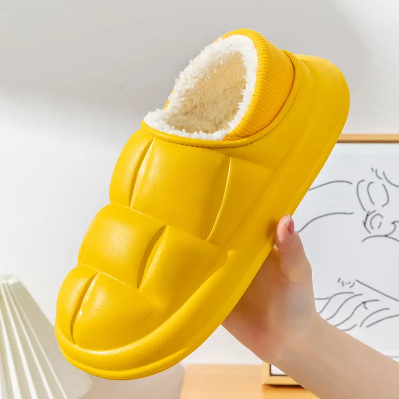Net Red Cotton Slippers Women's Autumn and Winter Heel Outer Wear fleece-lined Home Indoor Thick-soled Detachable Moonchild plush Shoes for Men - Image 11