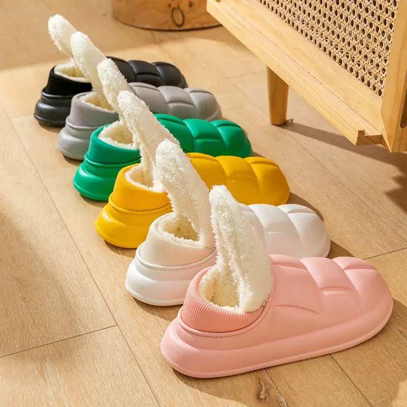 Net Red Cotton Slippers Women's Autumn and Winter Heel Outer Wear fleece-lined Home Indoor Thick-soled Detachable Moonchild plush Shoes for Men - Image 12