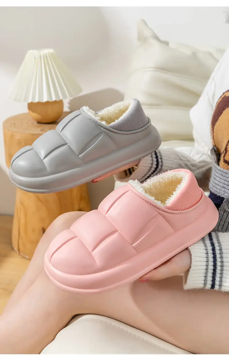 Net Red Cotton Slippers Women's Autumn and Winter Heel Outer Wear fleece-lined Home Indoor Thick-soled Detachable Moonchild plush Shoes for Men — feature 11