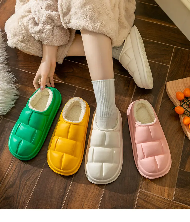 Net Red Cotton Slippers Women's Autumn and Winter Heel Outer Wear fleece-lined Home Indoor Thick-soled Detachable Moonchild plush Shoes for Men — feature 18