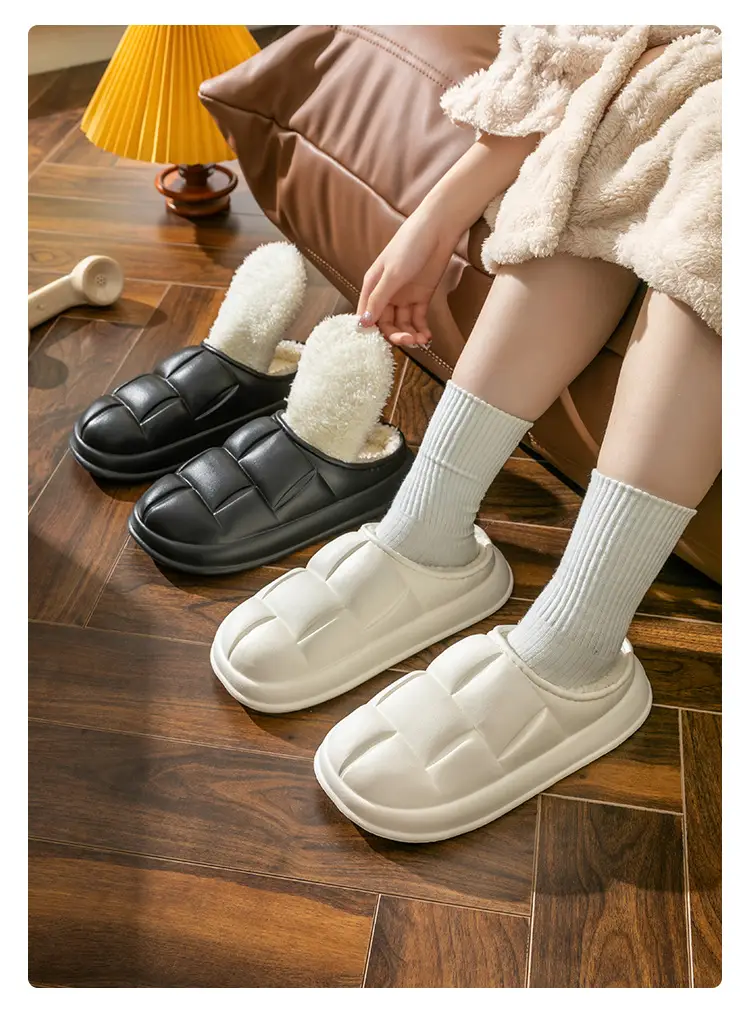 Net Red Cotton Slippers Women's Autumn and Winter Heel Outer Wear fleece-lined Home Indoor Thick-soled Detachable Moonchild plush Shoes for Men — feature 31