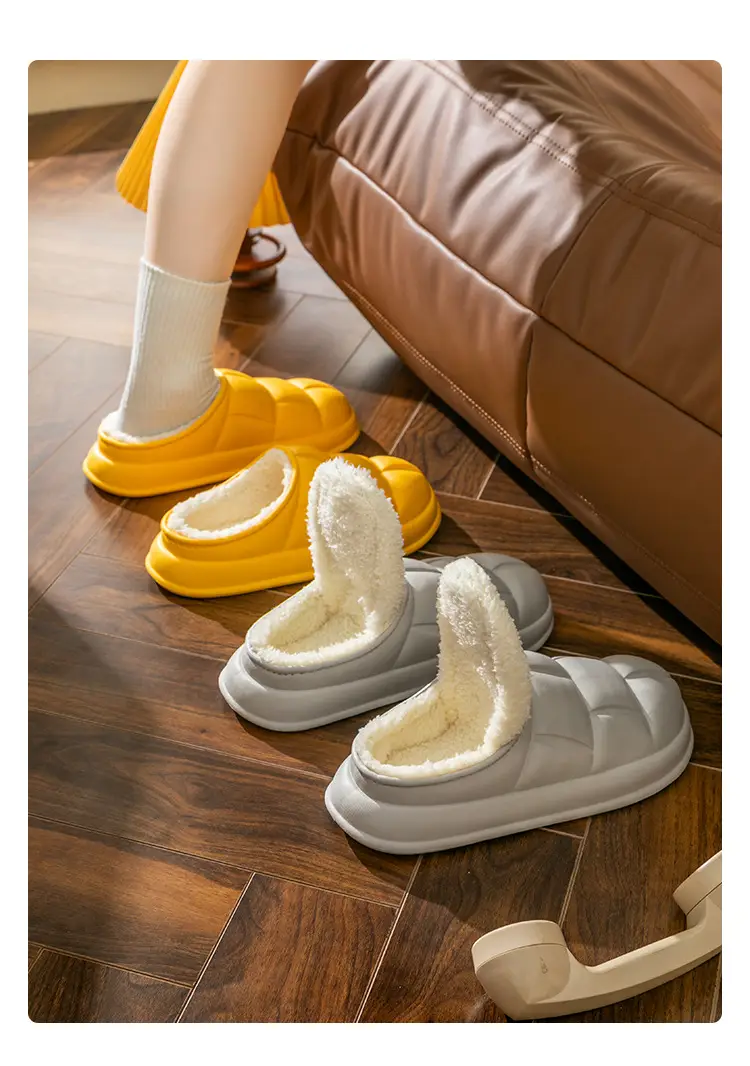 Net Red Cotton Slippers Women's Autumn and Winter Heel Outer Wear fleece-lined Home Indoor Thick-soled Detachable Moonchild plush Shoes for Men — feature 32