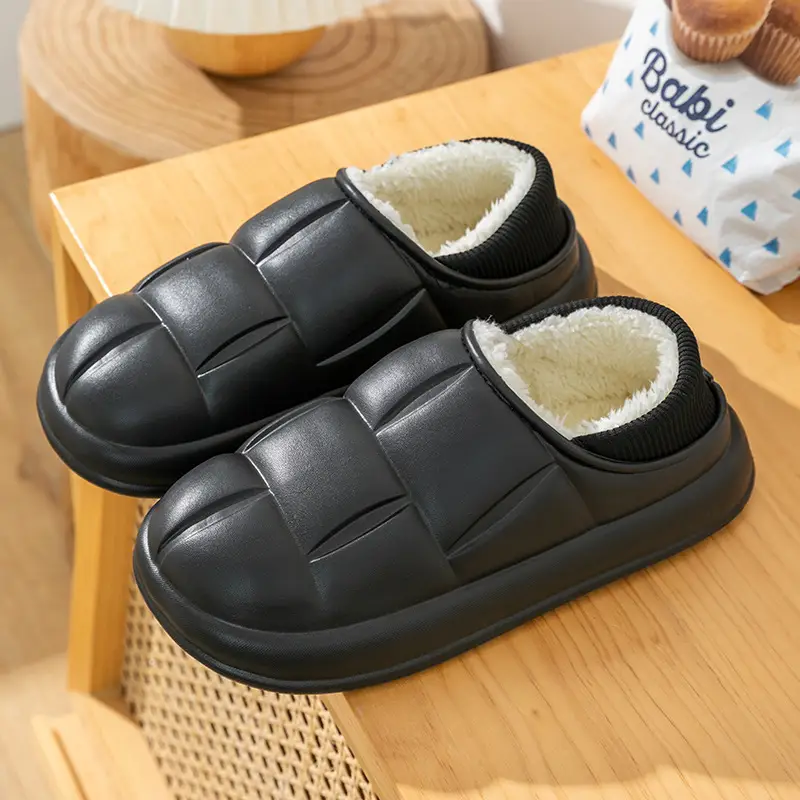 Net Red Cotton Slippers Women's Autumn and Winter Heel Outer Wear fleece-lined Home Indoor Thick-soled Detachable Moonchild plush Shoes for Men - Image 8