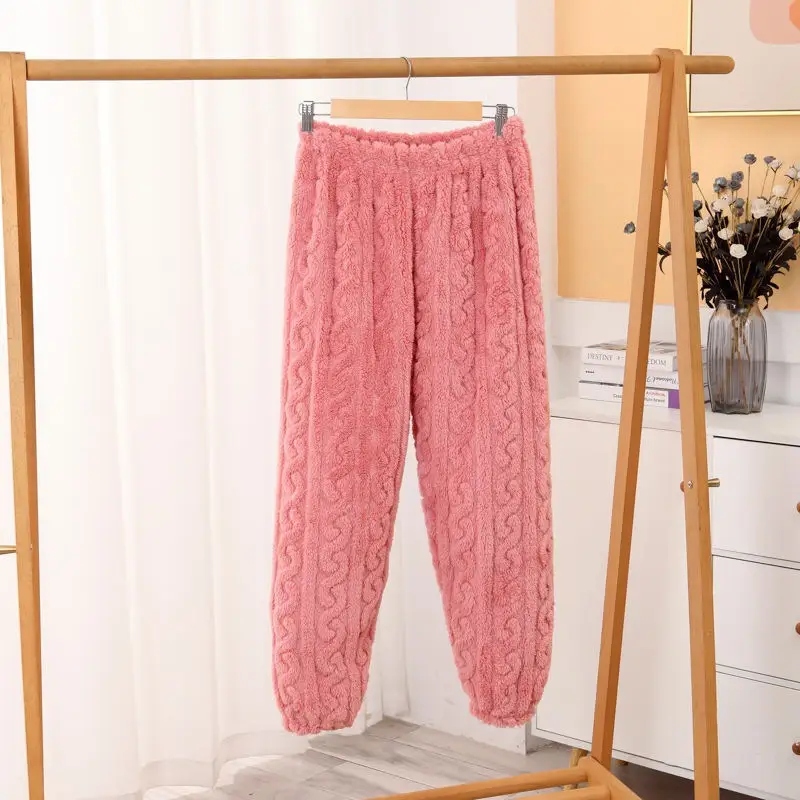2025 New Winter Unisex Solid Color Jacquard Flannel Warm Suit Thickened Thermal Couple Loungewear — feature 11