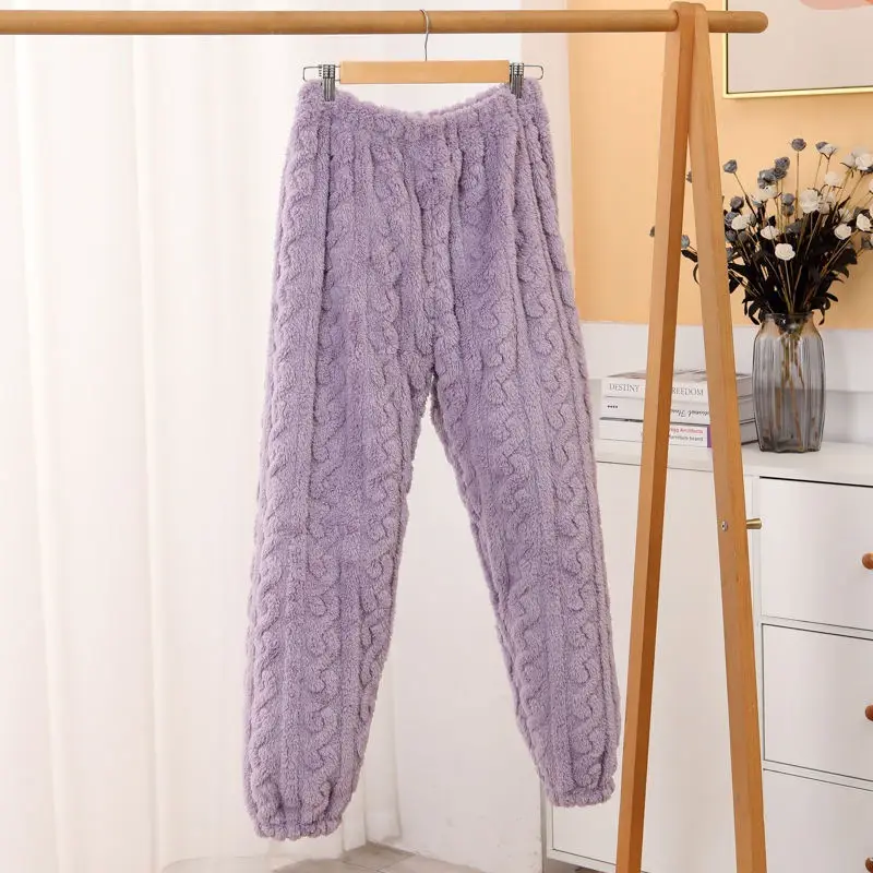 2025 New Winter Unisex Solid Color Jacquard Flannel Warm Suit Thickened Thermal Couple Loungewear — feature 13