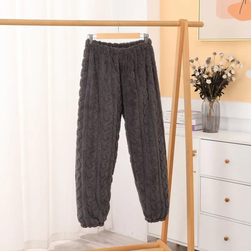 2025 New Winter Unisex Solid Color Jacquard Flannel Warm Suit Thickened Thermal Couple Loungewear — feature 3