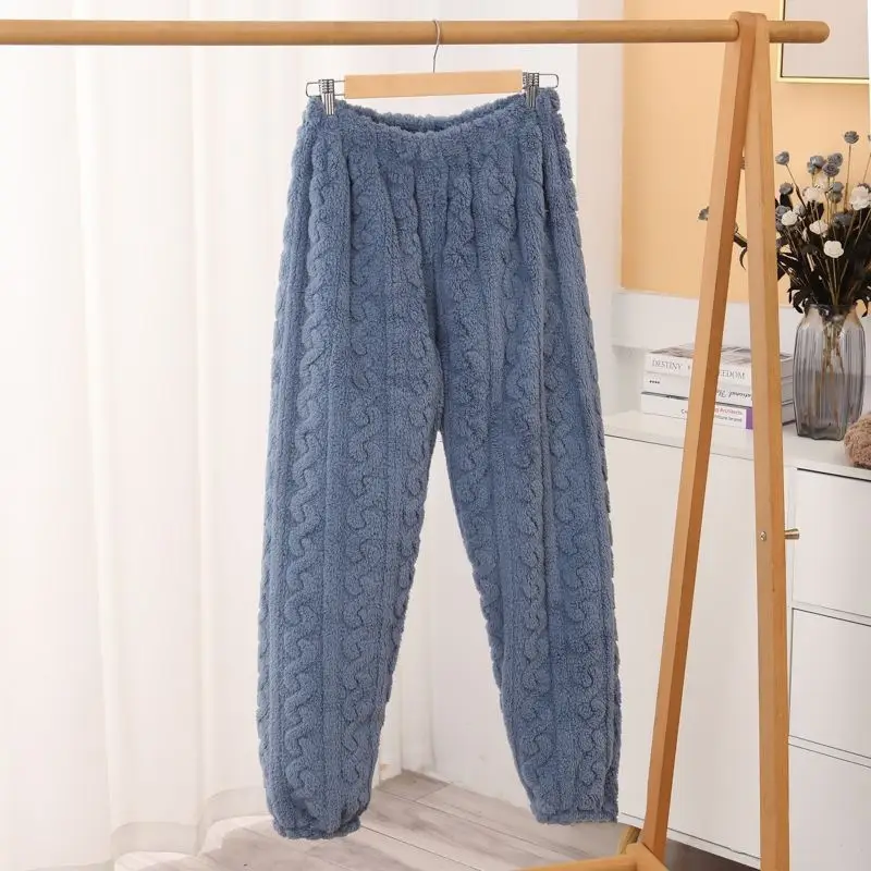 2025 New Winter Unisex Solid Color Jacquard Flannel Warm Suit Thickened Thermal Couple Loungewear — feature 5