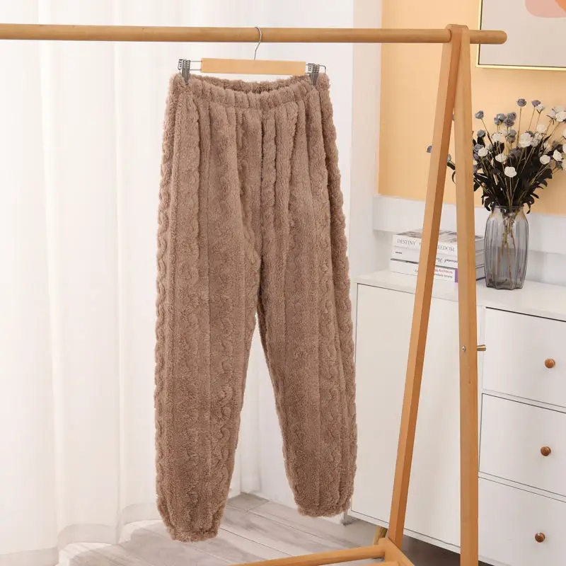 2025 New Winter Unisex Solid Color Jacquard Flannel Warm Suit Thickened Thermal Couple Loungewear — feature 7