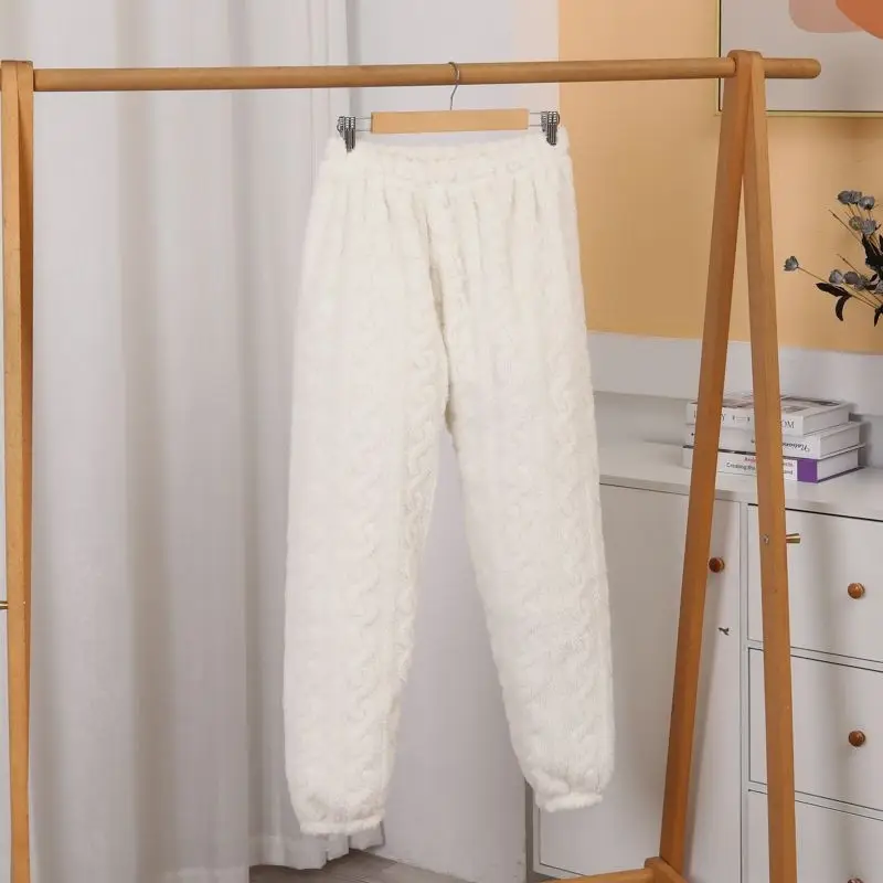 2025 New Winter Unisex Solid Color Jacquard Flannel Warm Suit Thickened Thermal Couple Loungewear — feature 9