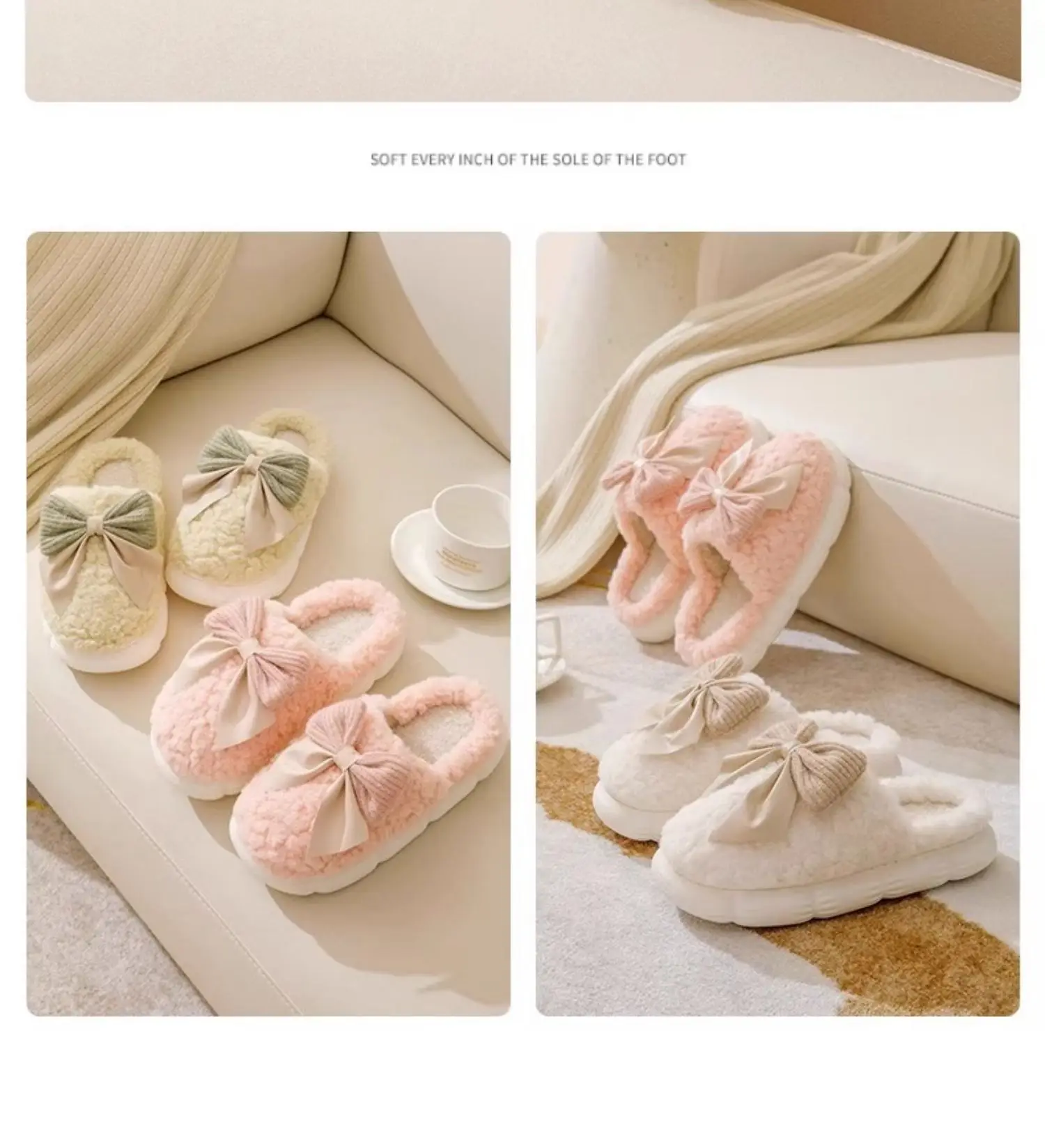 Women's Bow Slippers Winter Soft Cotton Non-Slip — feature 20