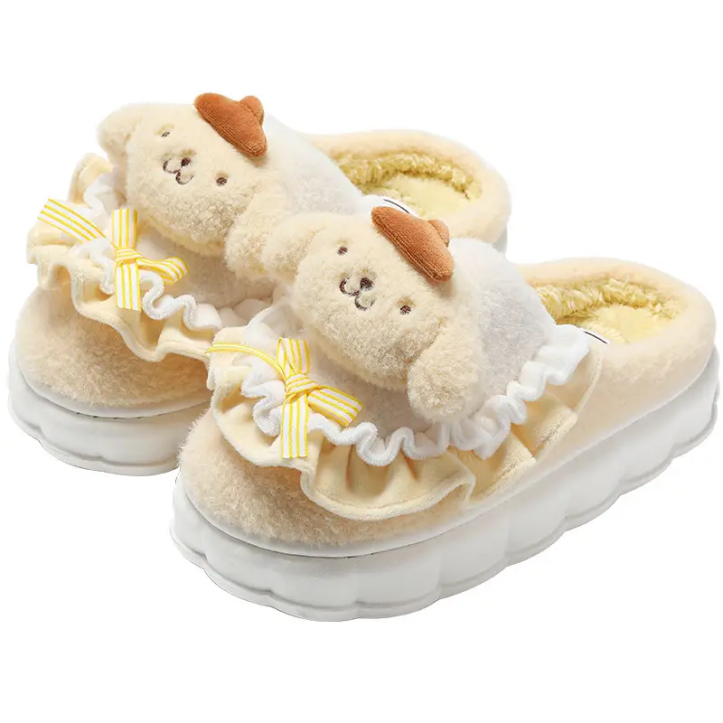 Sanrio Plush Bow Slippers Women Winter Warm Indoor - Image 7